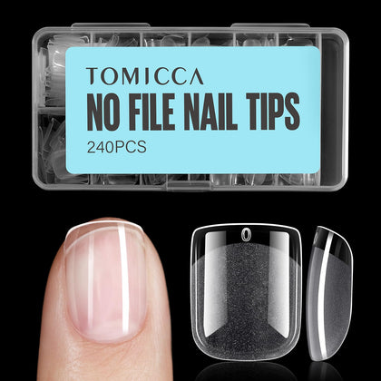 TOMICCA Tips d'Ongles Carrés Extra Courts, vue de face