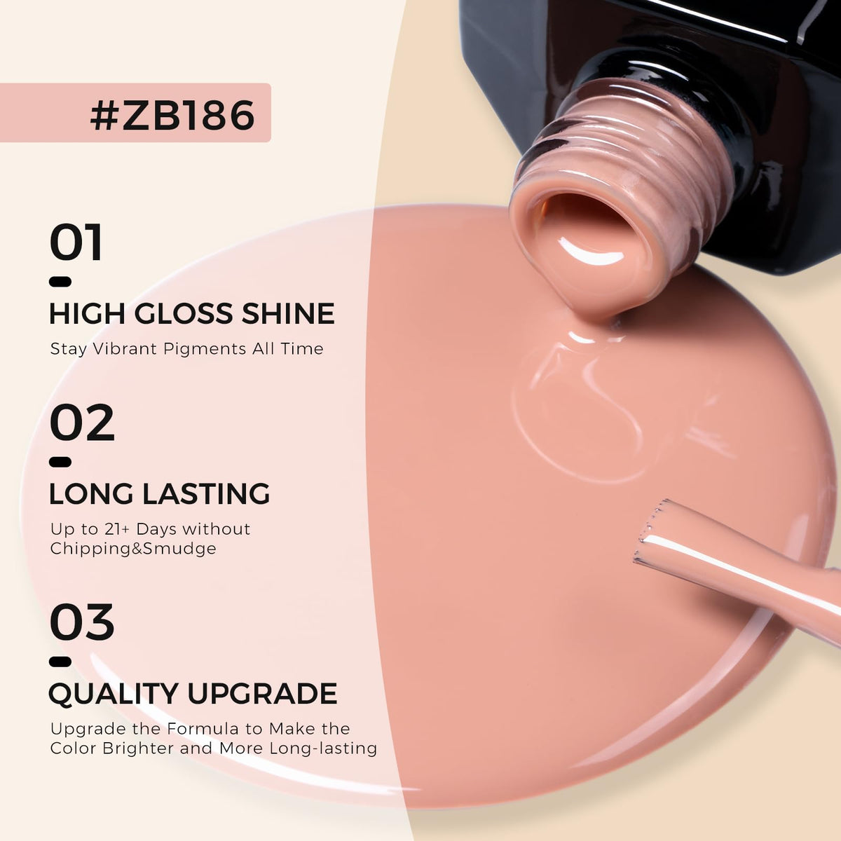 TOMICCA vernis à ongles gel marron nude 15ML application sur ongle