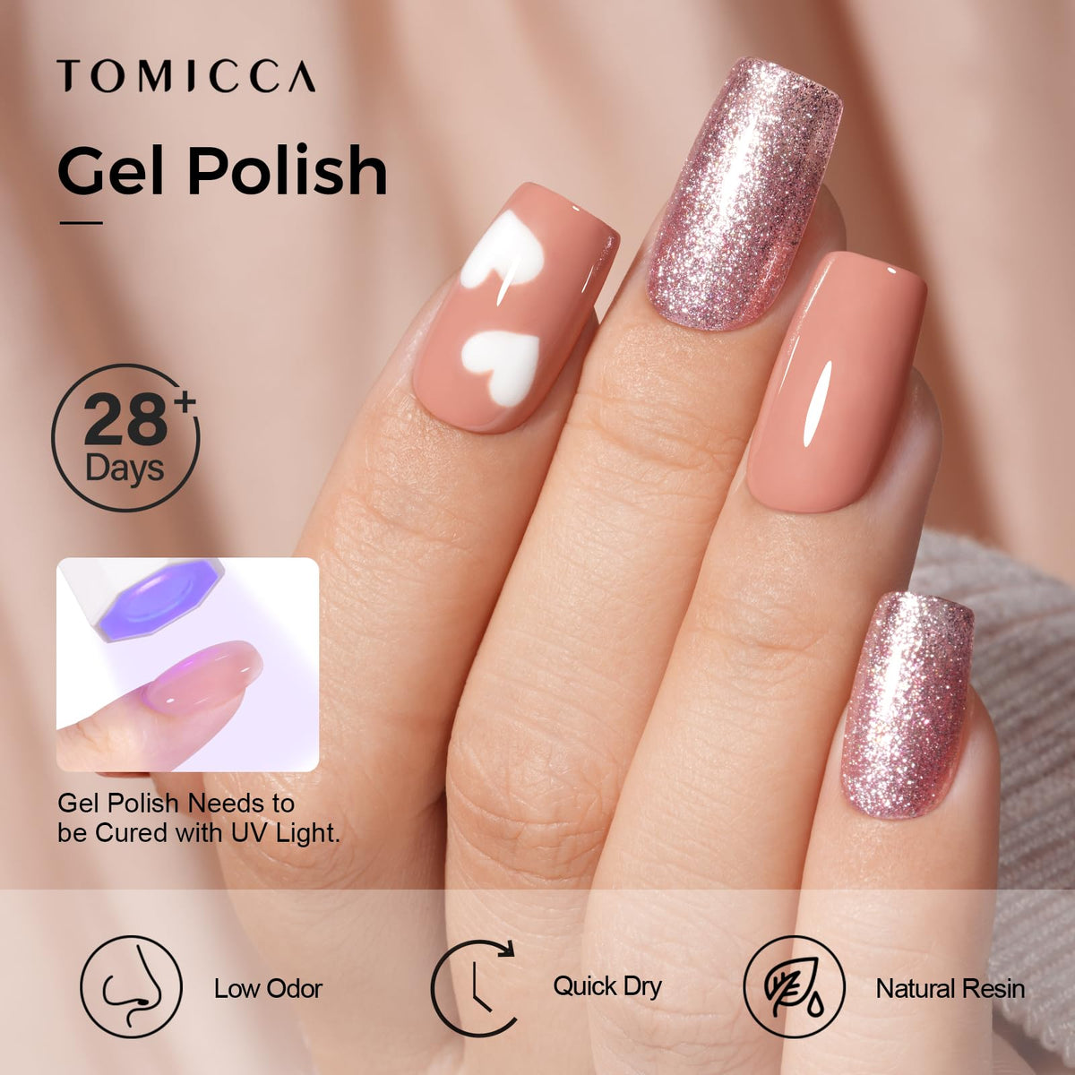 TOMICCA vernis à ongles gel marron nude 15ML avec pinceau large