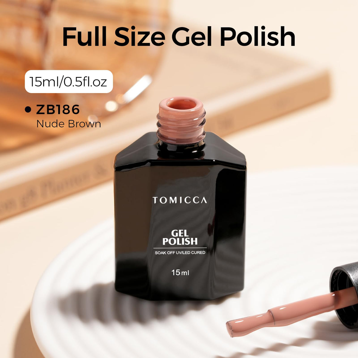 TOMICCA vernis à ongles gel marron nude 15ML en gros plan