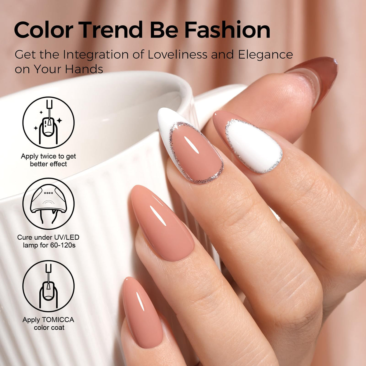TOMICCA vernis à ongles gel marron nude 15ML en usage à domicile