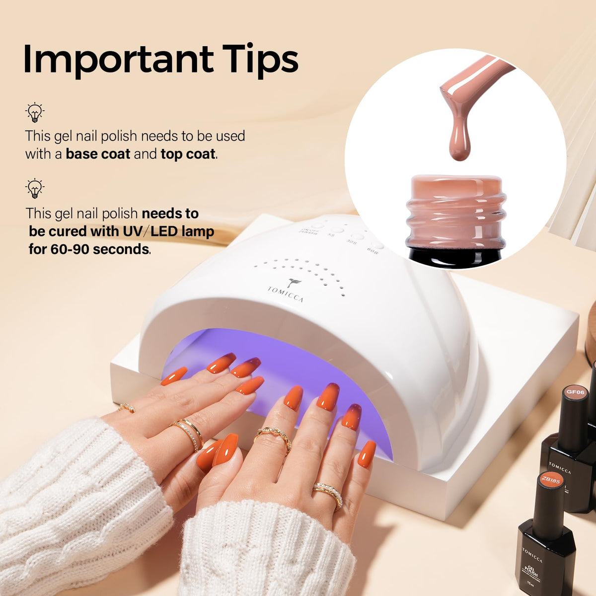 TOMICCA vernis à ongles gel marron nude 15ML et ses accessoires