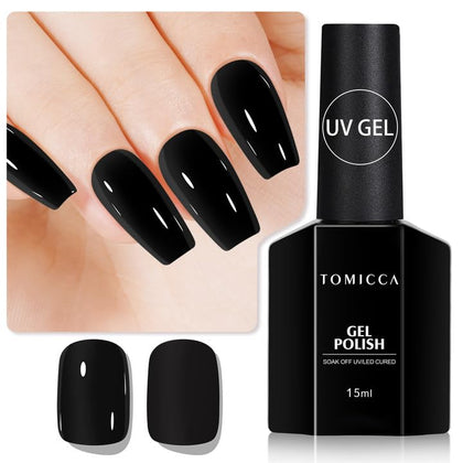 TOMICCA Vernis à Ongles Gel Noir 15ml vue avant avec brosse