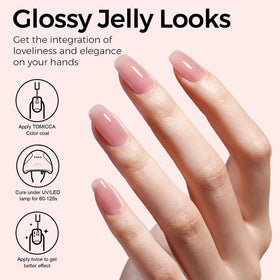 TOMICCA Vernis à Ongles Gel Rose Jelly 15ml applicé sur des ongles