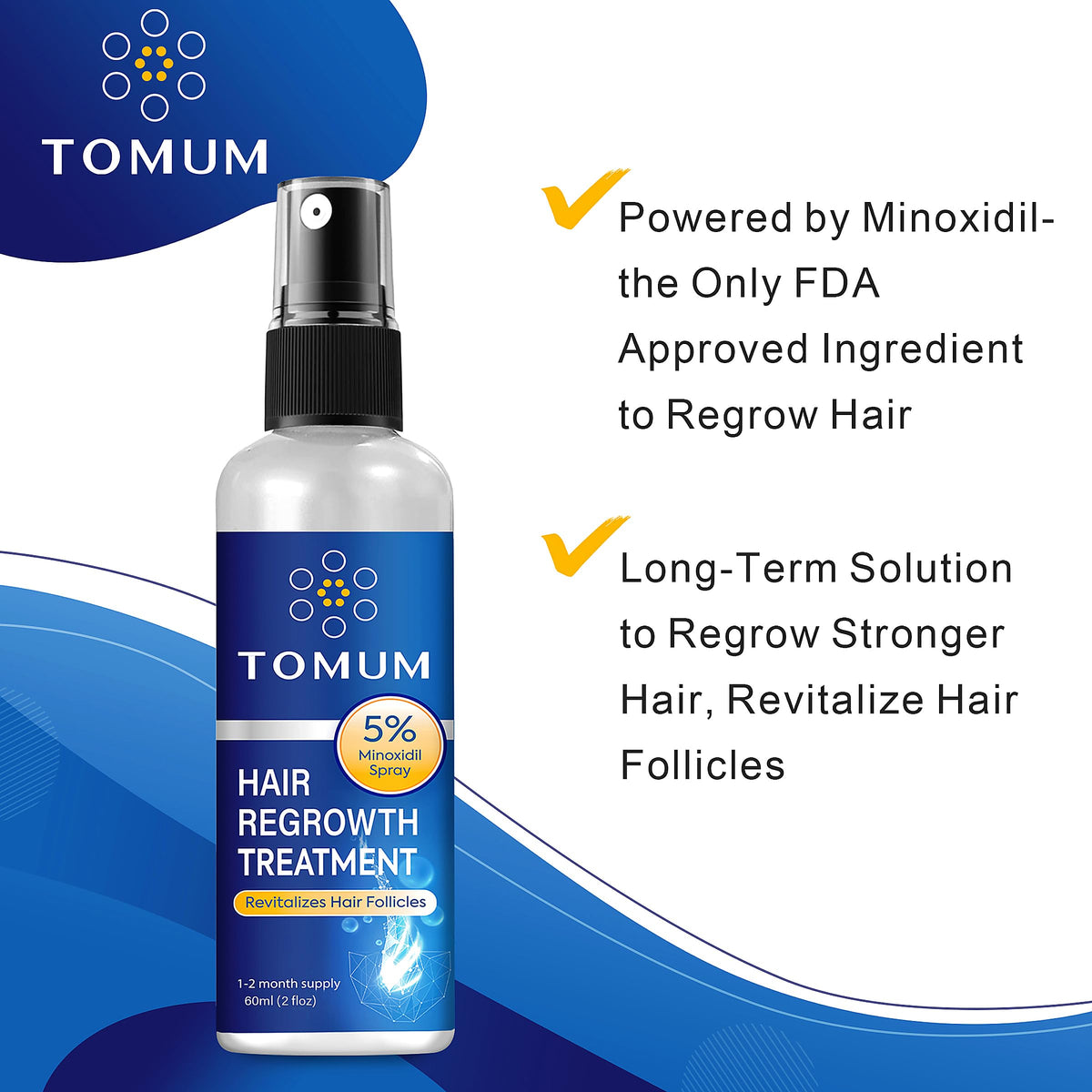TOMUM Spray Capillaire 5% Minoxidil 60ml en vue latérale