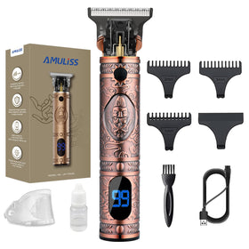 Tondeuse à barbe AMULISS vue de face avec design ergonomique