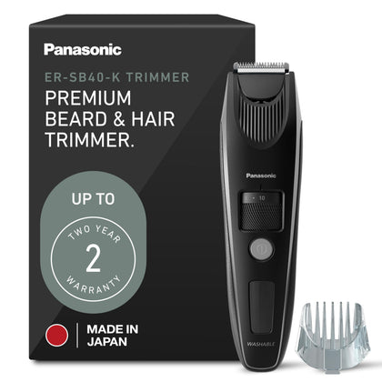 Tondeuse à barbe Panasonic ER-SB40-K vue de face avec réglages visibles