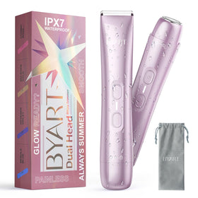 Tondeuse bikini BYART rose vue avant avec tête de coupe