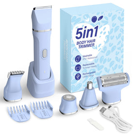 Tondeuse électrique KINGTEE 5-en-1 vue avant avec embouts interchangeables