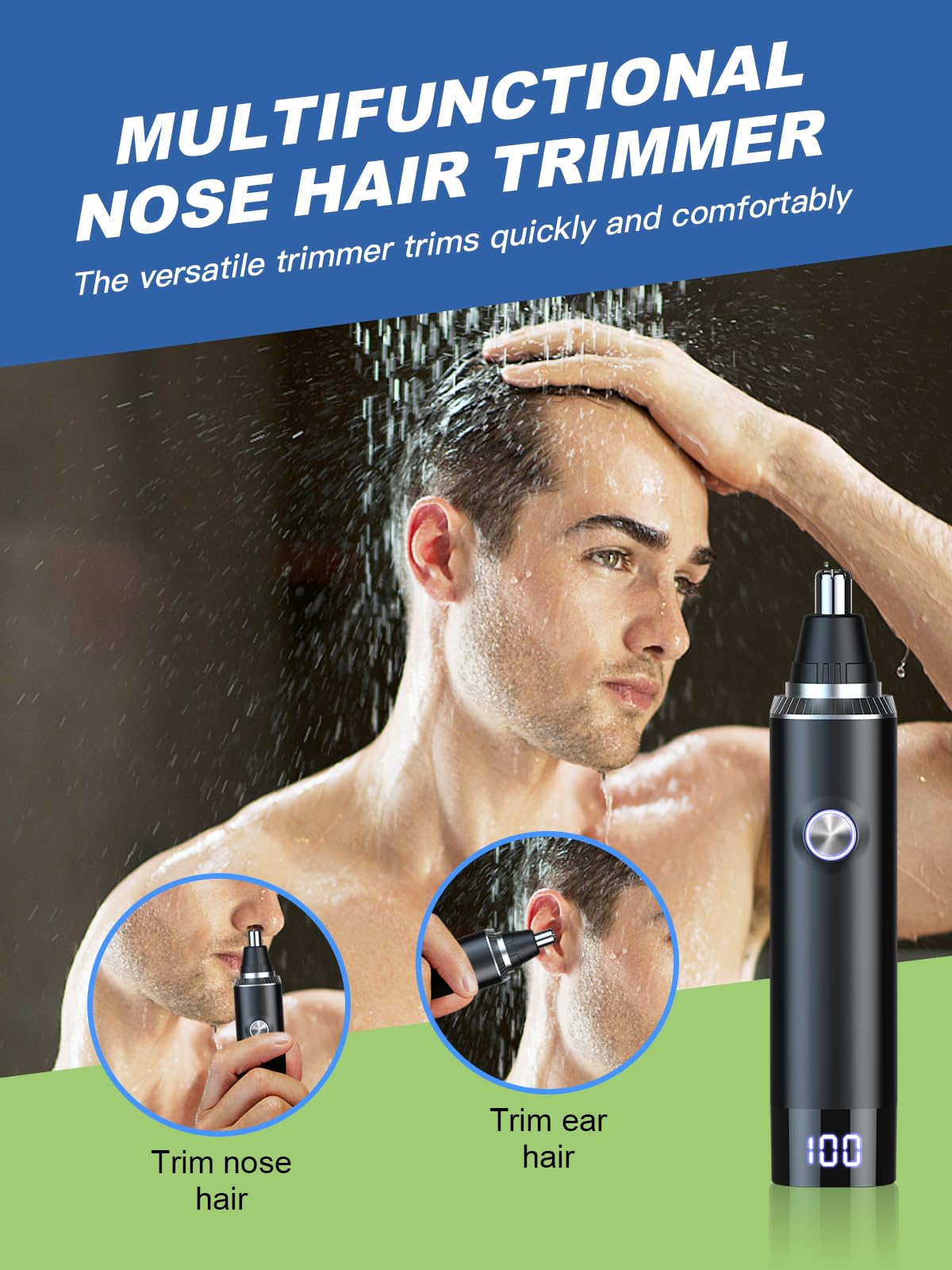 Tondeuse Ginity en utilisation pour le toilettage des poils du nez