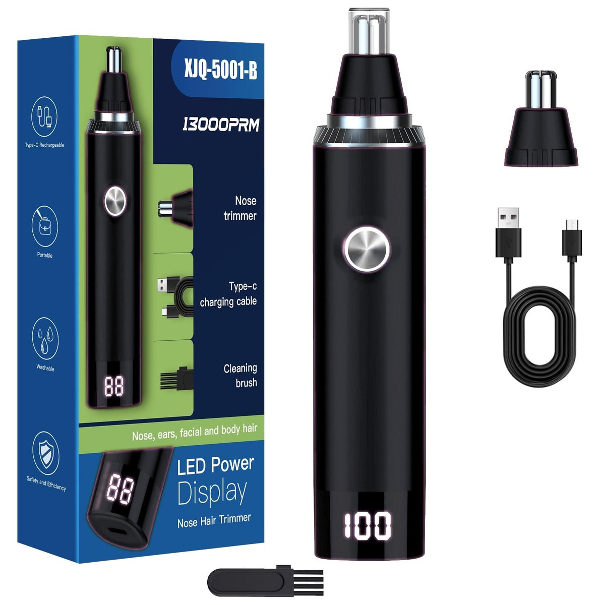 Tondeuse nez et oreilles Ginity modèle noir avec écran LED
