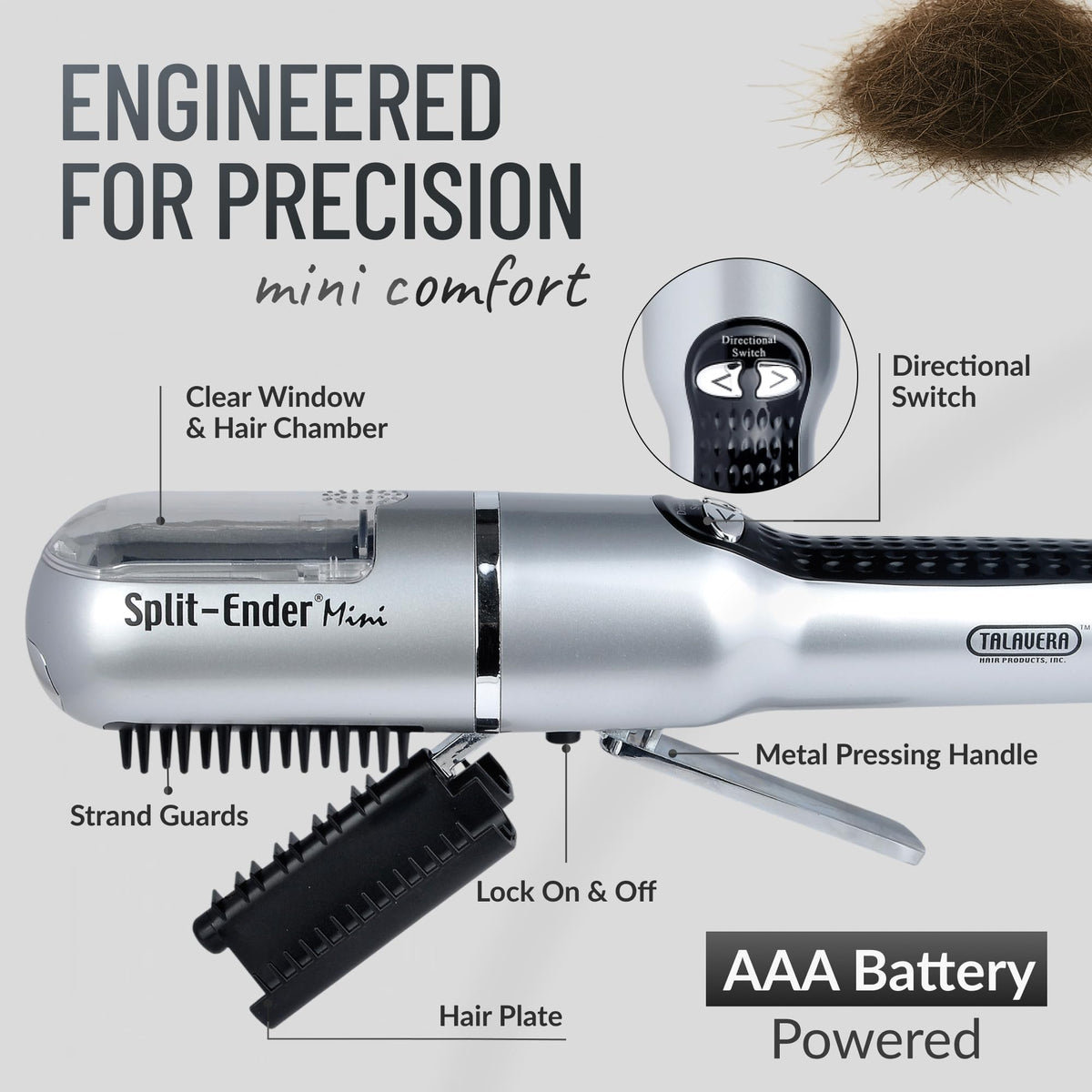 Tondeuse Split-Ender Mini avec batterie AAA installée