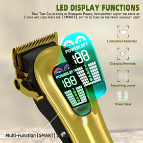 Tondeuse TCMKY vue latérale montrant le bouton d'alimentation