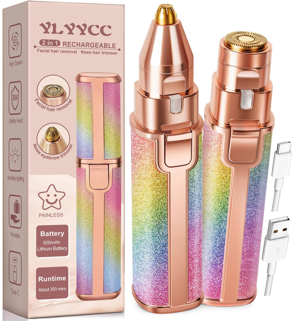 Tondeuse YLYYCC 2-en-1 vue avant avec éclairage LED