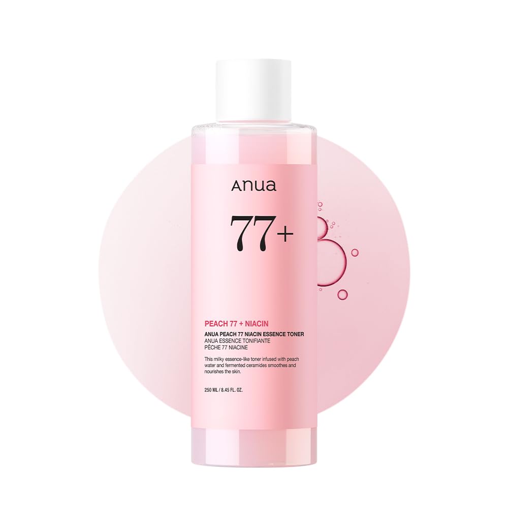 Toner ANUA 77% extrait de pêche, avant-plan avec étiquette