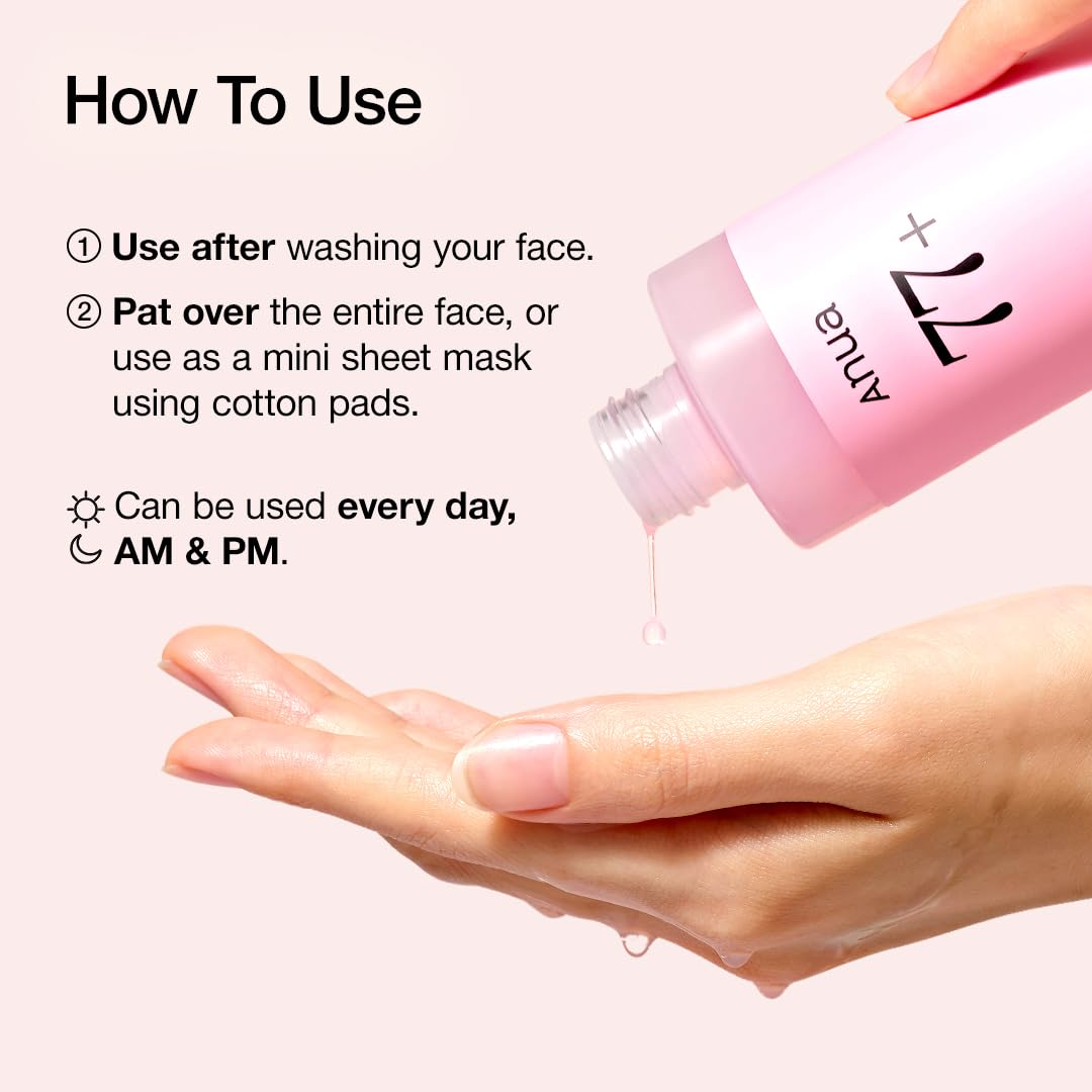 Toner ANUA 77% extrait de pêche avec accessoires de beauté