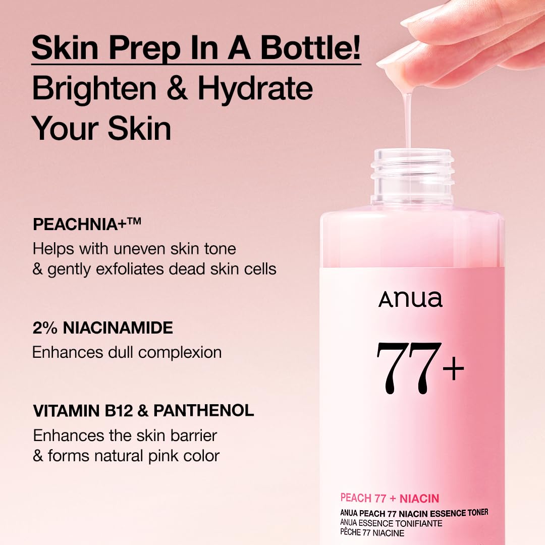 Toner ANUA 77% extrait de pêche en utilisation sur peau
