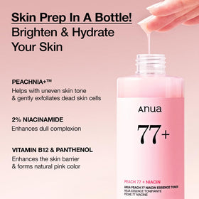 Toner ANUA 77% extrait de pêche en utilisation sur peau