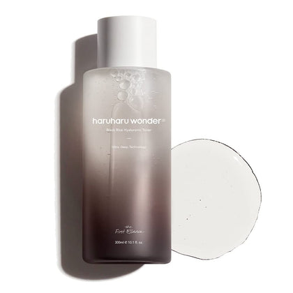 Toner HARUHARU Hyaluronic Acide Riz Noir devant avec étiquette lavande