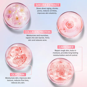 Tonique du set de soins de la peau Sakura, flacon rose
