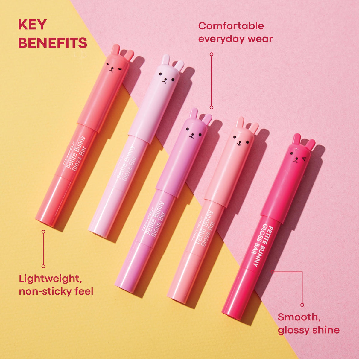 TONYMOLY Petit Bunny Lip Gloss Crayon à la Pêche ouvert montrant la couleur
