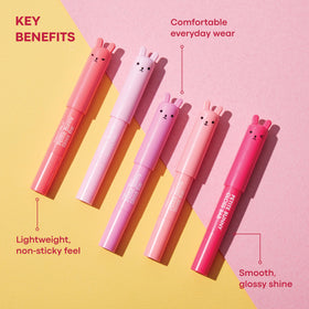 TONYMOLY Petit Bunny Lip Gloss Crayon à la Pêche ouvert montrant la couleur