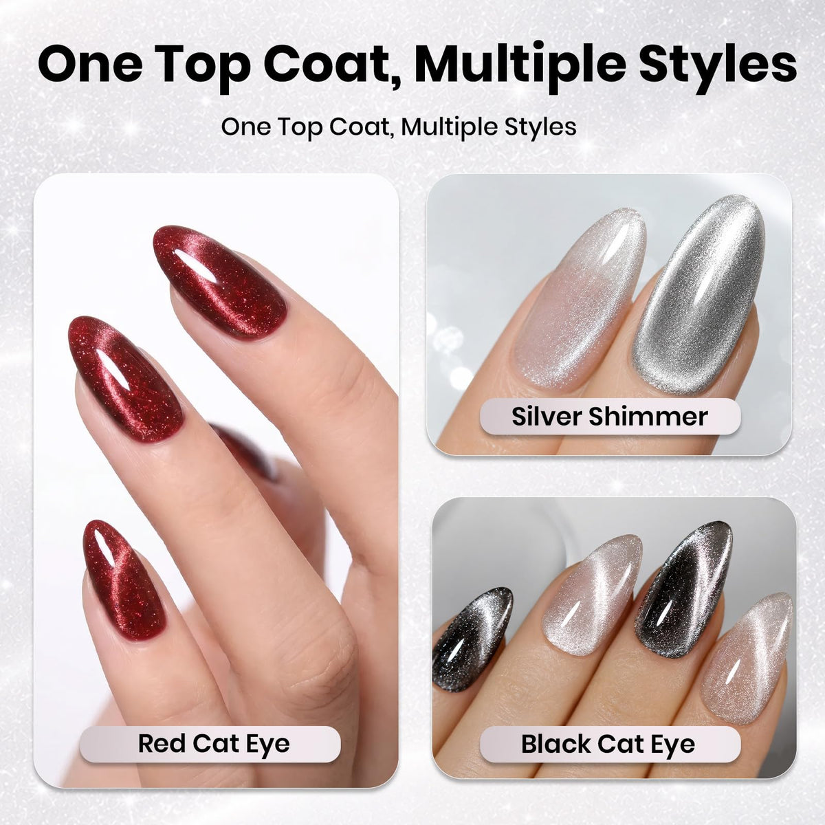 Top Coat Gel Cat Eye de beetles sur une table de manucure
