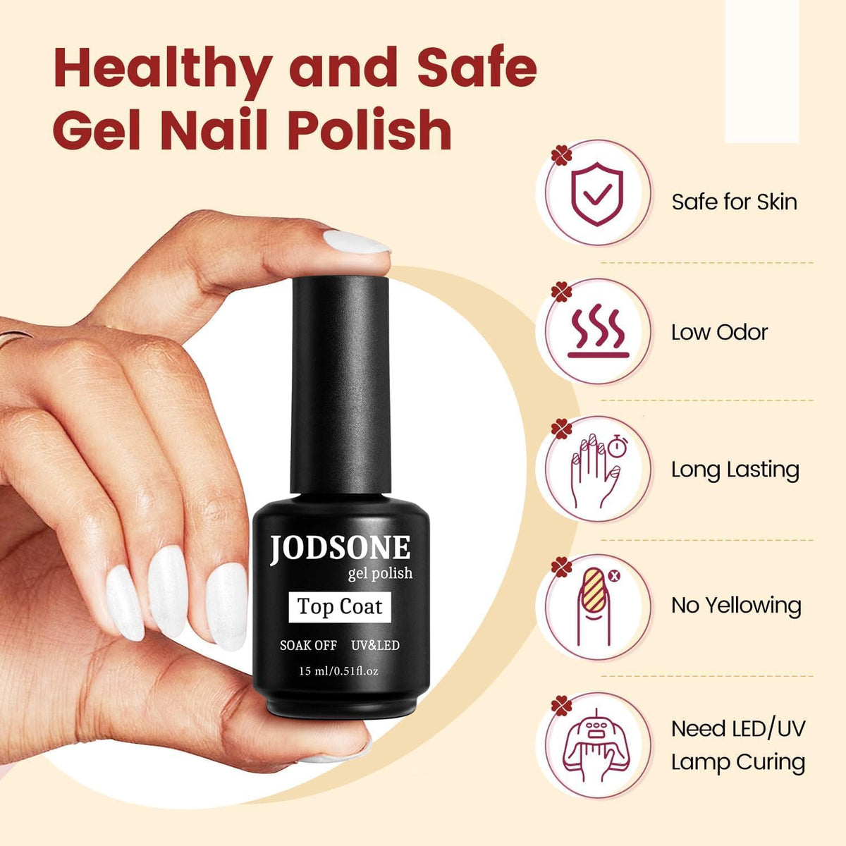 Top coat gel JODSONE à côté d'autres vernis à ongles