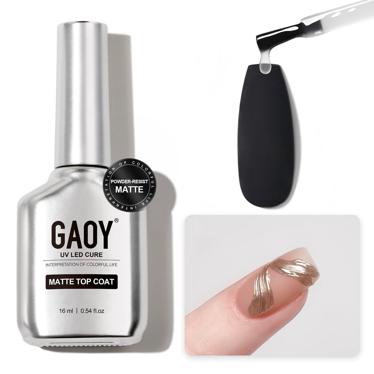 Top coat mat gel GAOY 16ml avec finition veloutée
