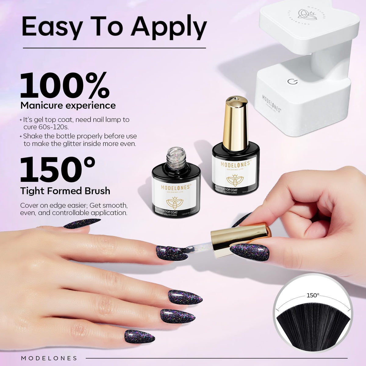 Top coat modelones sur une table de manucure