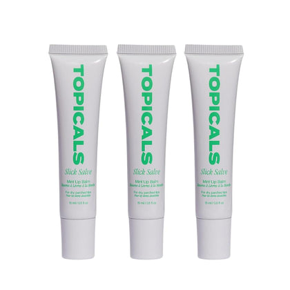 Topicals Baume à Lèvres Glossy Menthe 3 Pack vue avant avec packaging