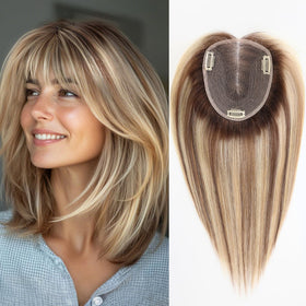 Toppers starluck 14 pouces cheveux réels vue avant avec franges