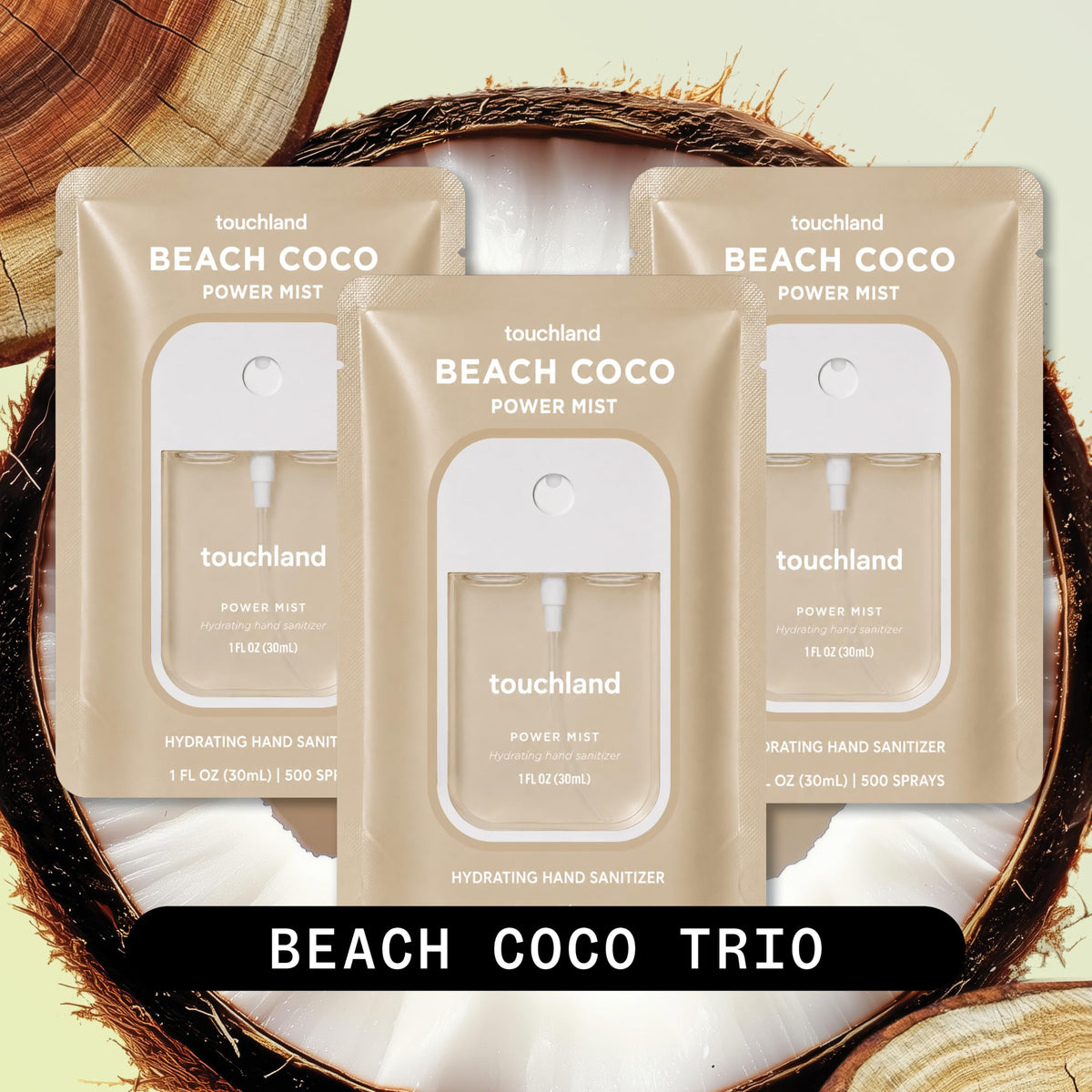 Touchland Spray Désinfectant Coco Plage 50ml étiquette et bouchon