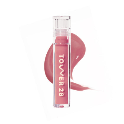 Tower 28 ShineOn Lip Gloss Jelly Pistachio avant avec tube visible