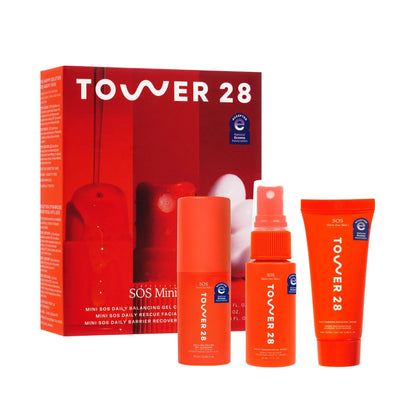 Tower 28 SOS Mini Kit Soin Visage Hydratant avec trois produits essentiels