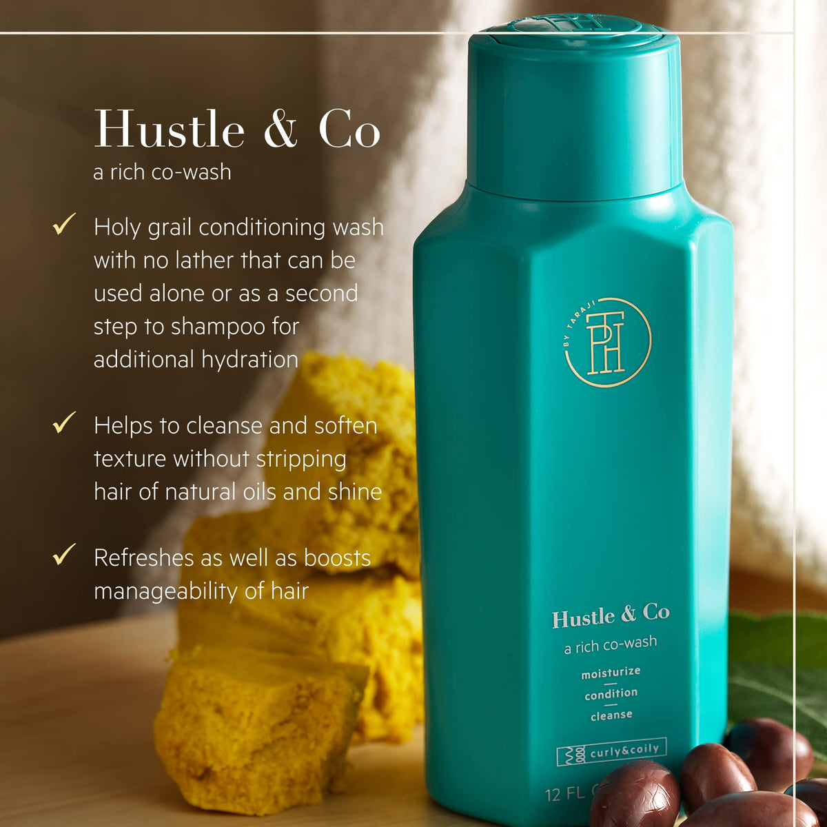 TPH by Taraji Co-Wash Hydratant 12oz bouteille ouverte