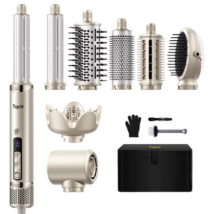 Tqcir Brosse Chauffante 8 en 1 vue avant avec accessoires