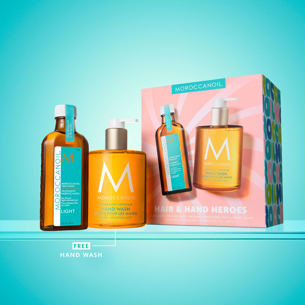 Traitement Léger Moroccanoil en flacon devant le savon mains