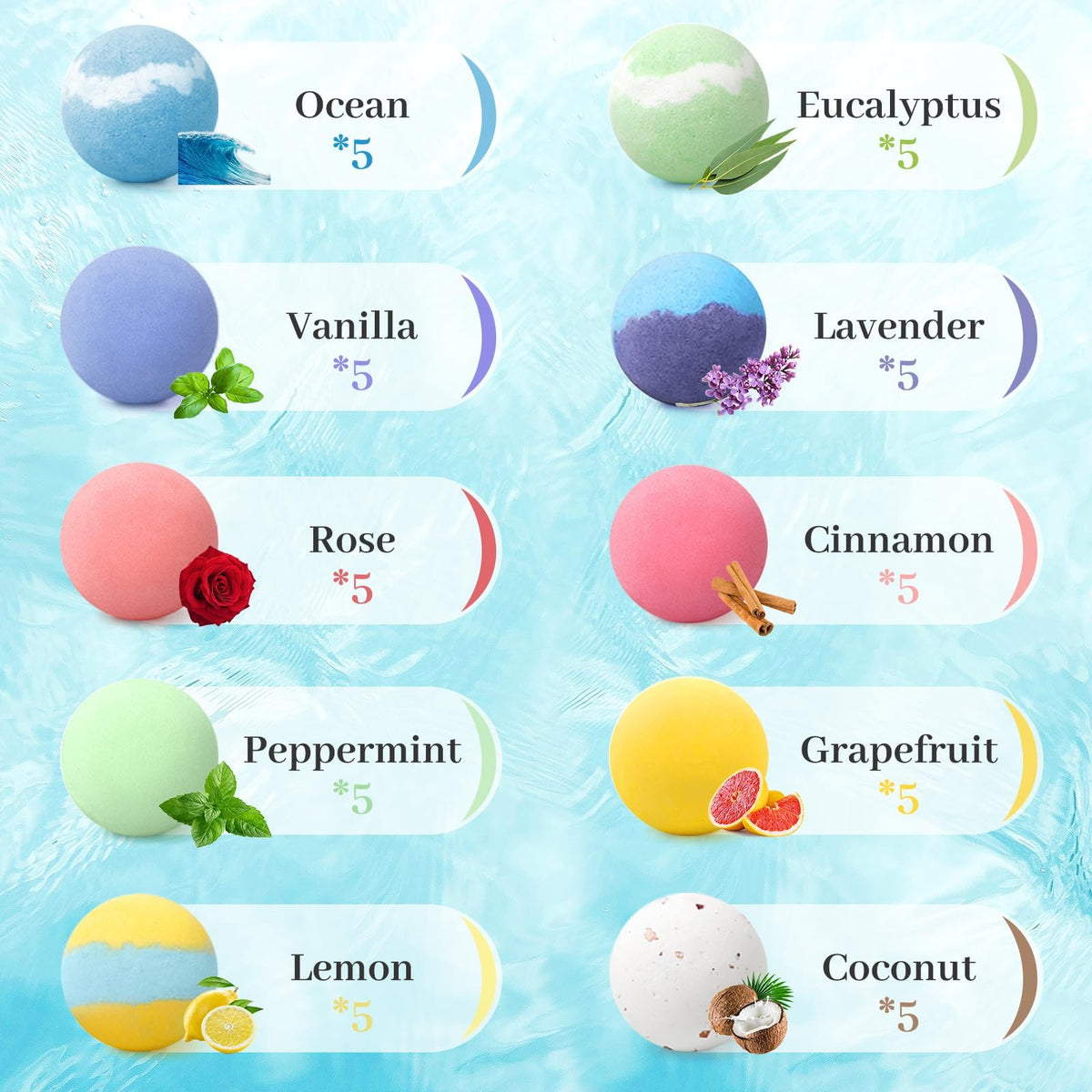 TranquilBliss Bombes de Bain avec étiquettes de parfum