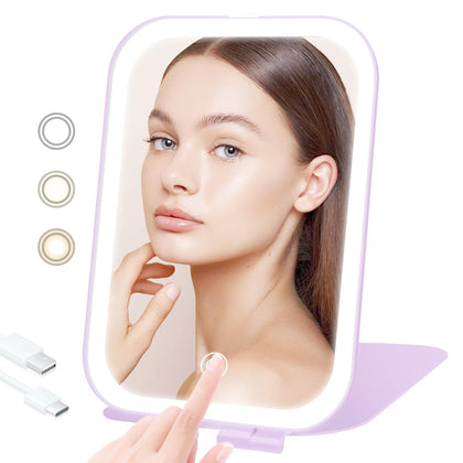TREASO miroir de maquillage portable vue avant avec éclairage LED