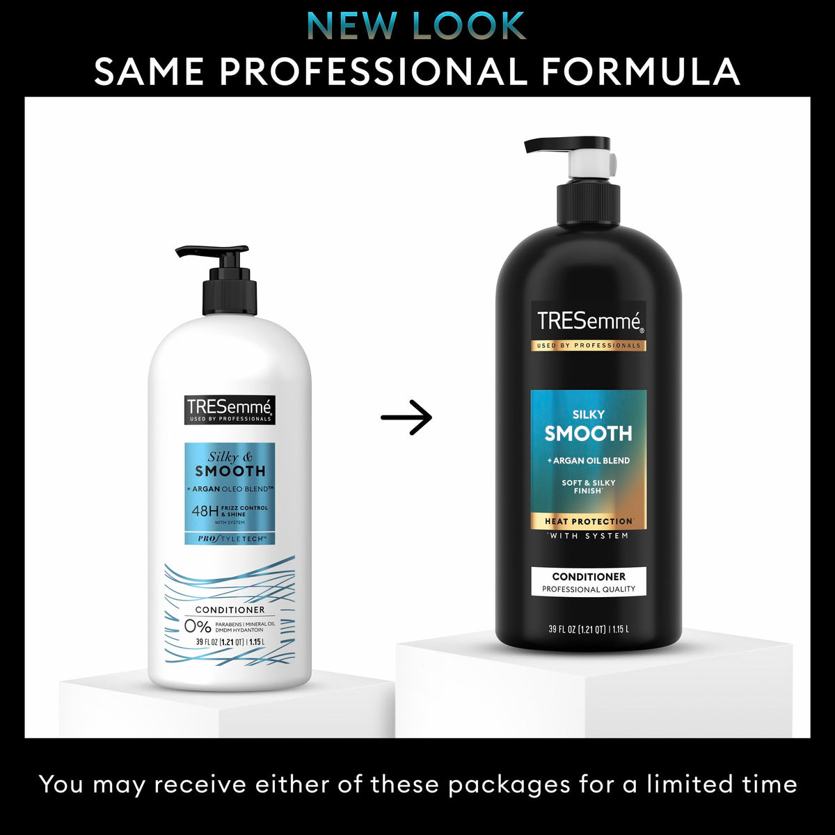 TRESemmé Après-Shampoing Smooth and Silky 39 oz sur un fond neutre