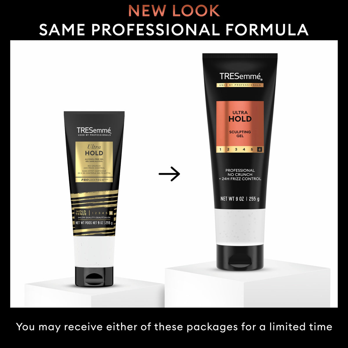 TRESemmé Gel Ultra Hold 281g présentation avec autres produits de coiffure