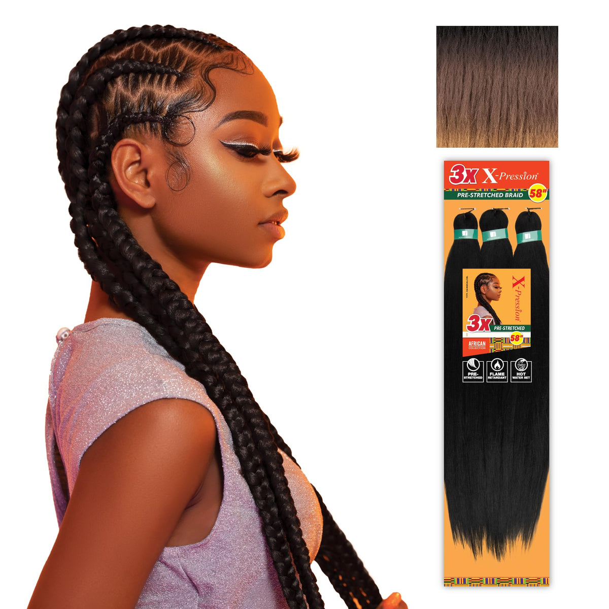 Tresses Sensationnel X-Pression 58in paquet de 4, couleur 3T2/30/27
