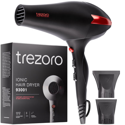 TREZORO Sèche-cheveux professionnel noir vue de face