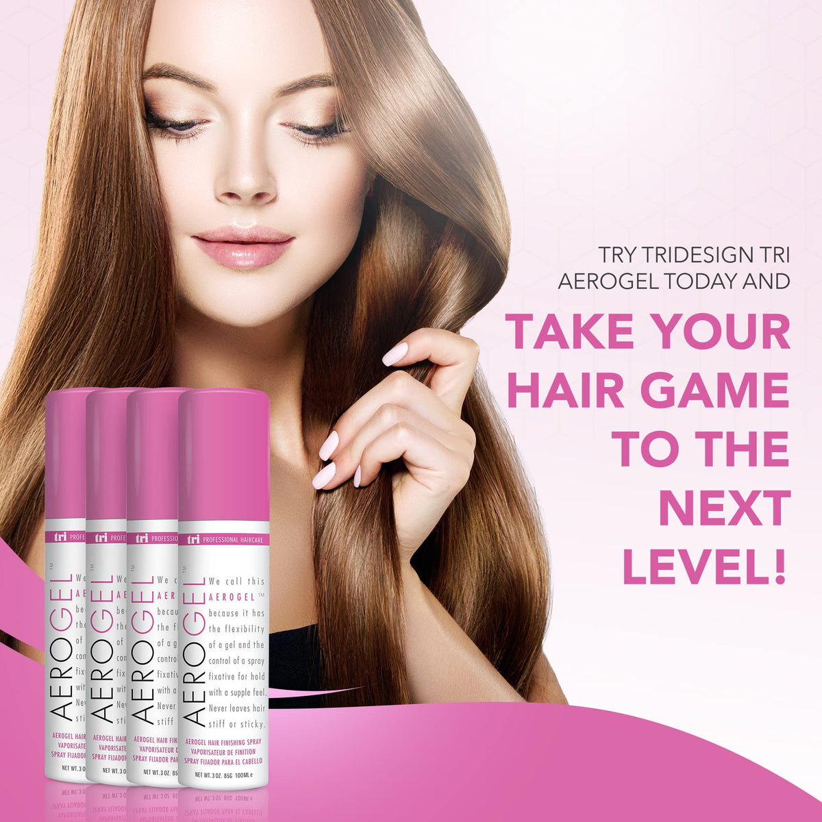 TRIDESIGN Aerogel Spray Fixatif 3 oz montrant la texture de vaporisation
