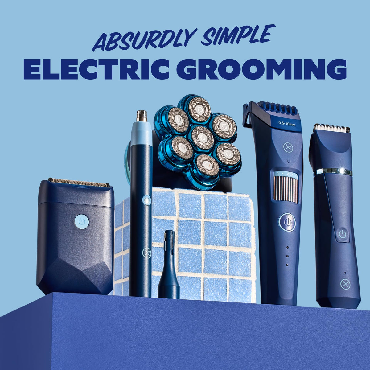 Trimmer à barbe Dollar Shave Club avec trois peignes de garde différents