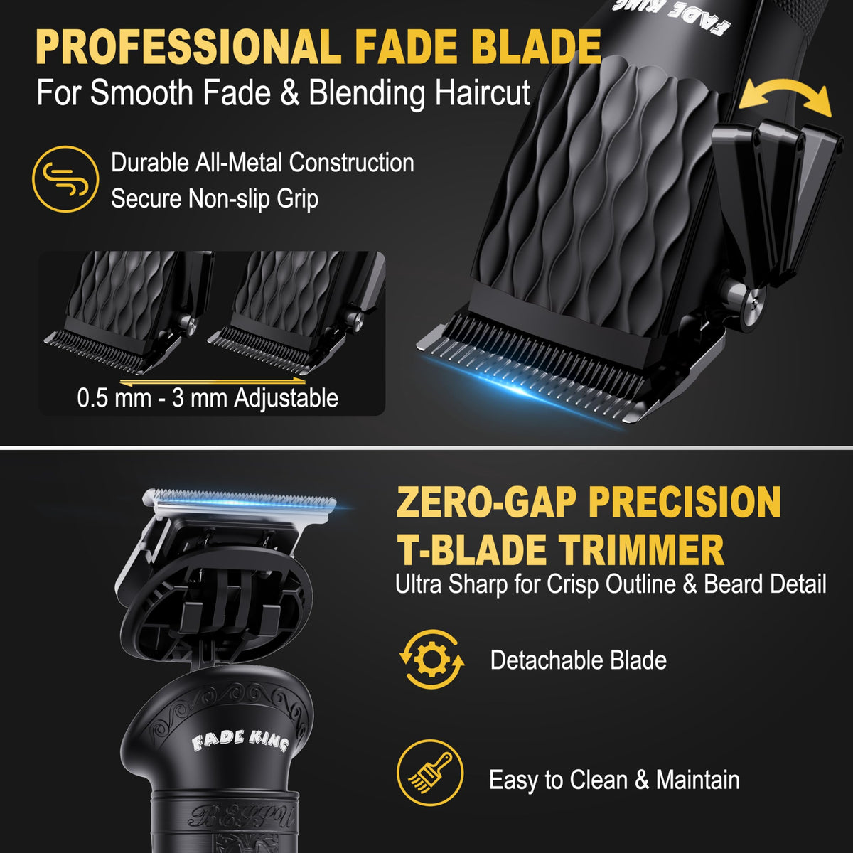 Trimmer à lame T FADEKING pour contours et détails