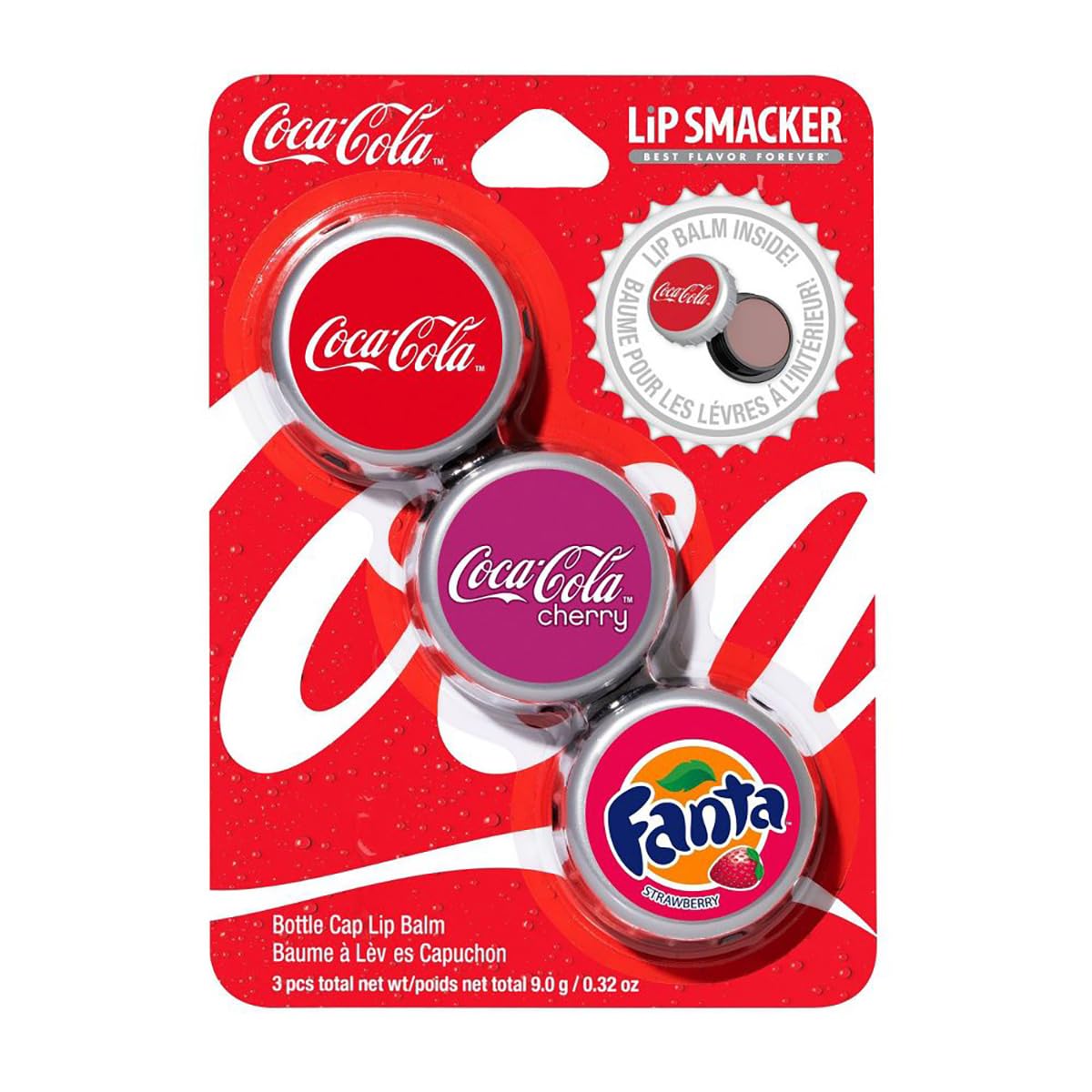 Trio de baumes à lèvres Lip Smacker Coca-Cola vue de face
