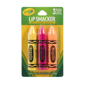 Trio de baumes à lèvres Lip Smacker Crayon avec saveurs Banane, Rose et Orange