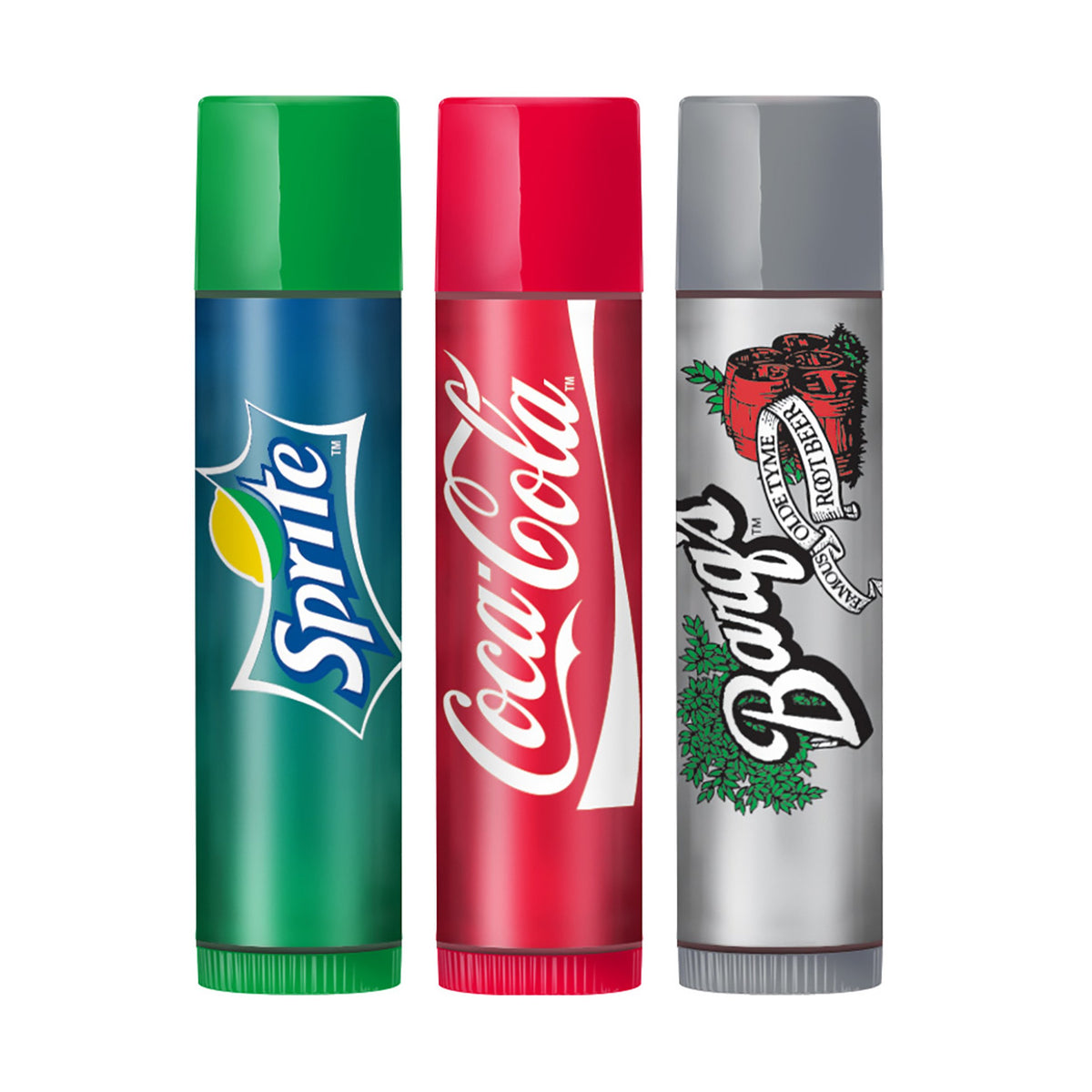 Trio de baumes à lèvres Lip Smacker saveurs soda avec packaging